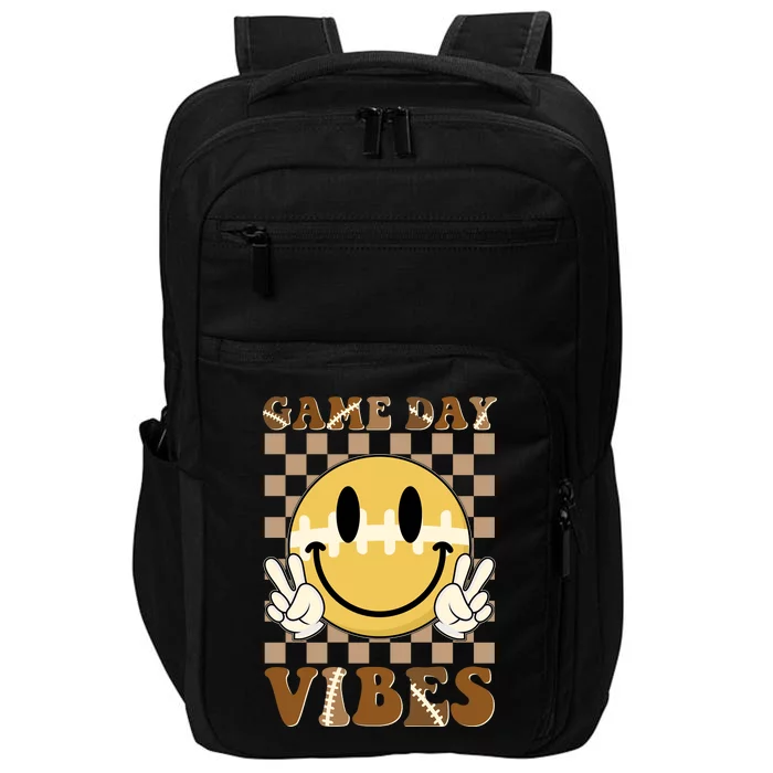 Retro Game Day Vibes Smiley Emoji Football Fan Impact Tech Backpack