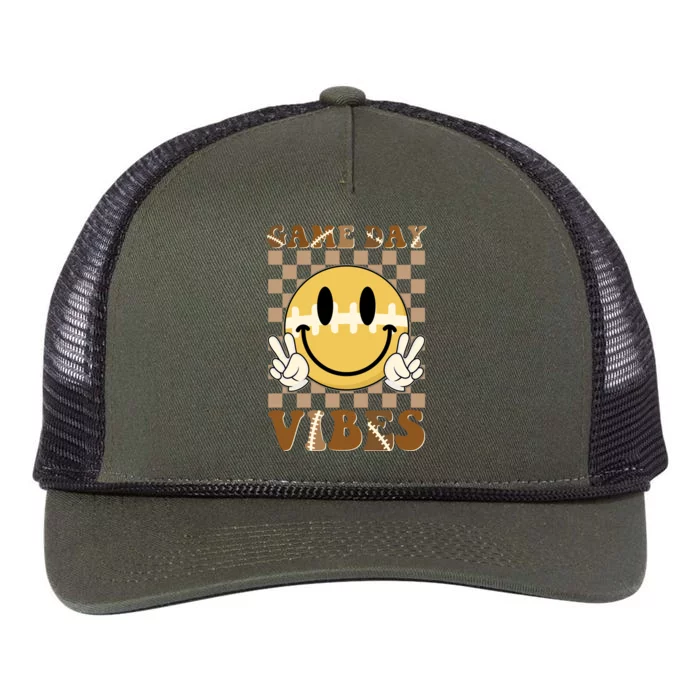 Retro Game Day Vibes Smiley Emoji Football Fan Retro Rope Trucker Hat Cap