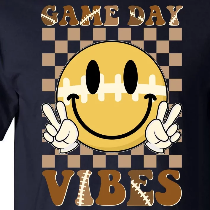 Retro Game Day Vibes Smiley Emoji Football Fan Tall T-Shirt