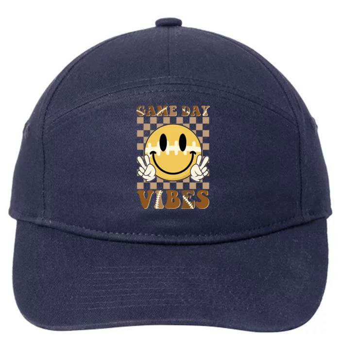 Retro Game Day Vibes Smiley Emoji Football Fan 7-Panel Snapback Hat