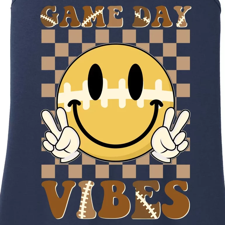 Retro Game Day Vibes Smiley Emoji Football Fan Ladies Essential Tank