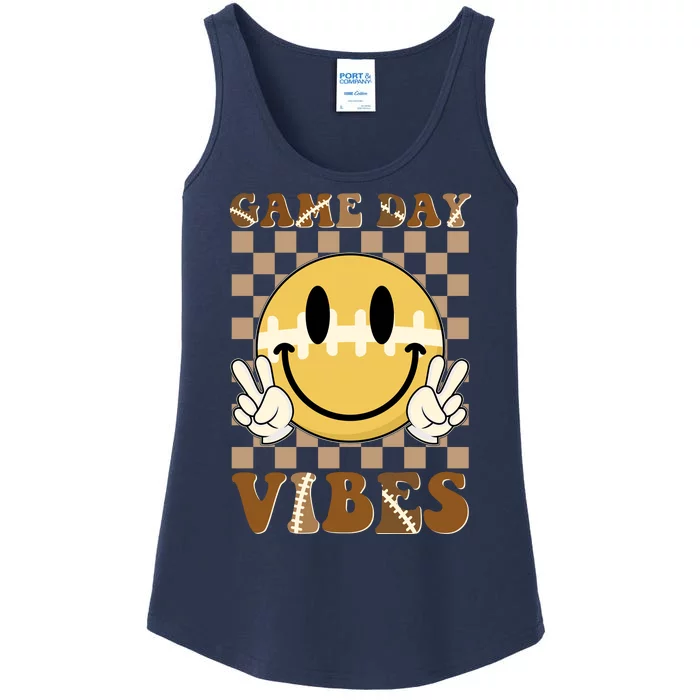 Retro Game Day Vibes Smiley Emoji Football Fan Ladies Essential Tank