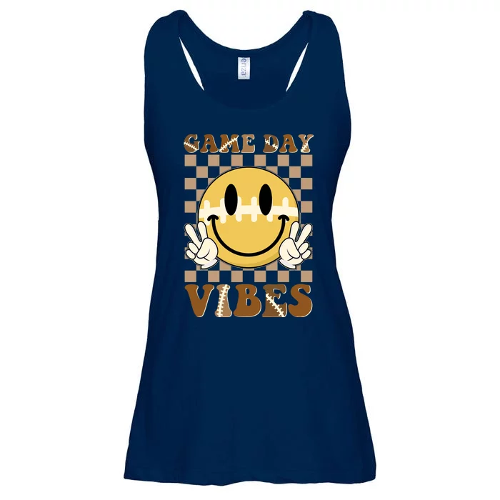 Retro Game Day Vibes Smiley Emoji Football Fan Ladies Essential Flowy Tank