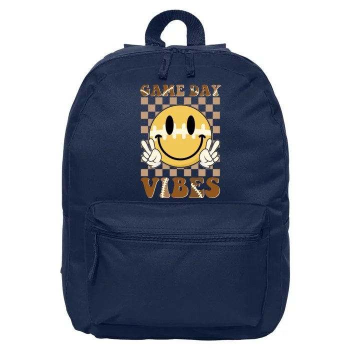 Retro Game Day Vibes Smiley Emoji Football Fan 16 in Basic Backpack