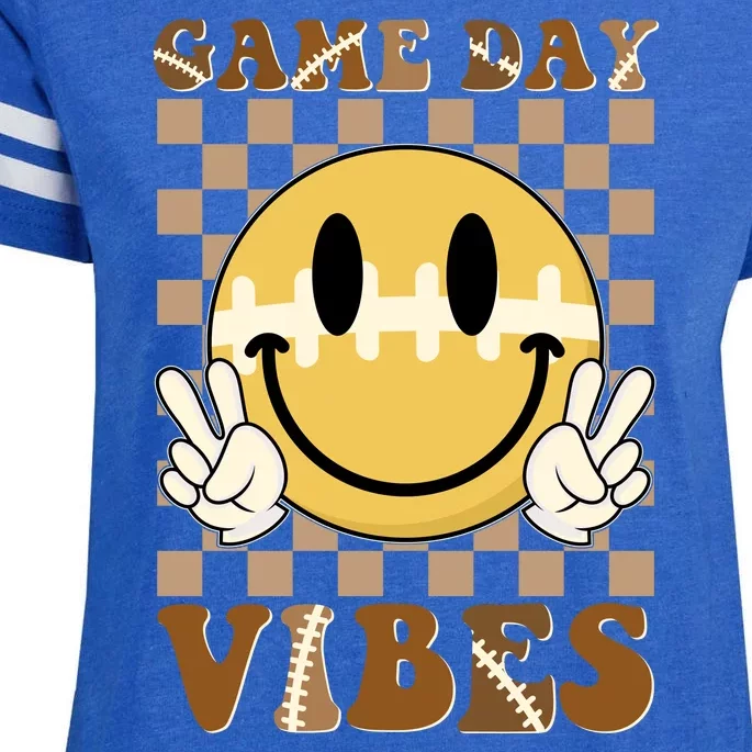 Retro Game Day Vibes Smiley Emoji Football Fan Enza Ladies Jersey Football T-Shirt