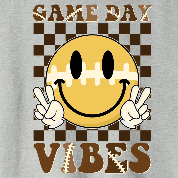 Retro Game Day Vibes Smiley Emoji Football Fan Women's Crop Top Tee