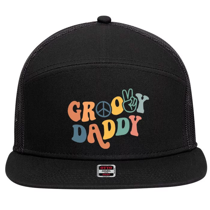 Retro Groovy Daddy Gifts for Dad Fathers Day 7 Panel Mesh Trucker Snapback Hat