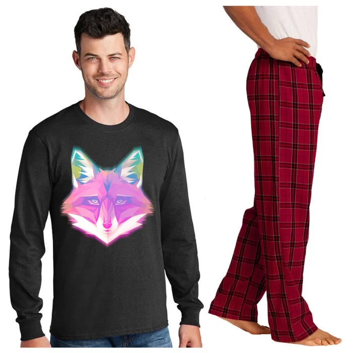 Retro Glowing Digital Polygon Fox Long Sleeve Pajama Set