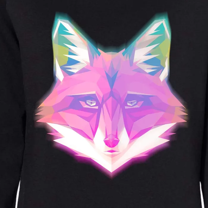 Retro Glowing Digital Polygon Fox Womens California Wash Sweatshirt