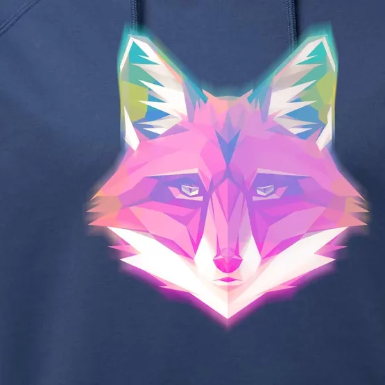 Retro Glowing Digital Polygon Fox Performance Fleece Hoodie