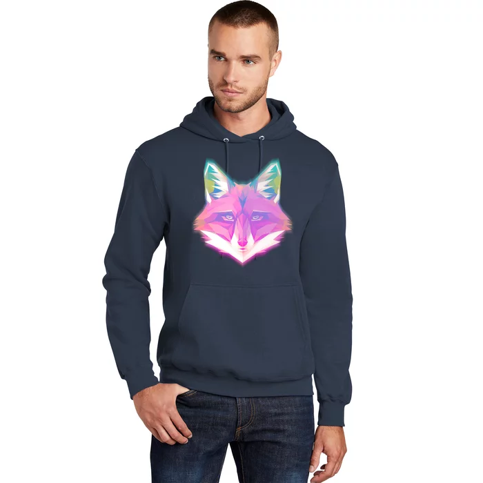 Retro Glowing Digital Polygon Fox Hoodie