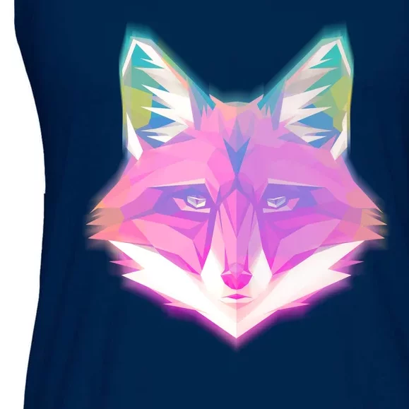 Retro Glowing Digital Polygon Fox Ladies Essential Flowy Tank