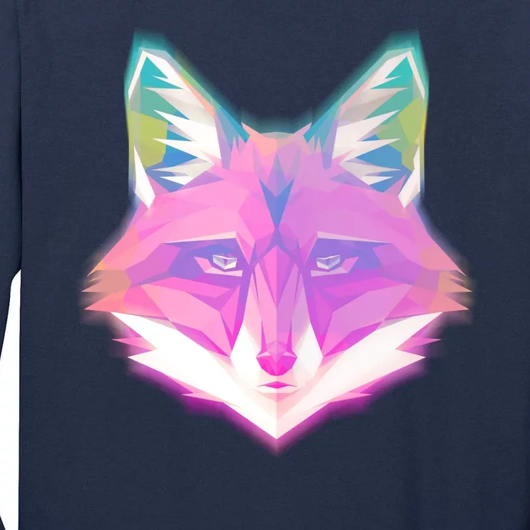 Retro Glowing Digital Polygon Fox Tall Long Sleeve T-Shirt