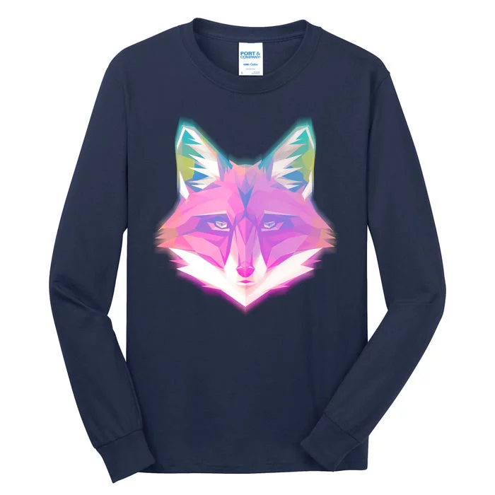 Retro Glowing Digital Polygon Fox Tall Long Sleeve T-Shirt