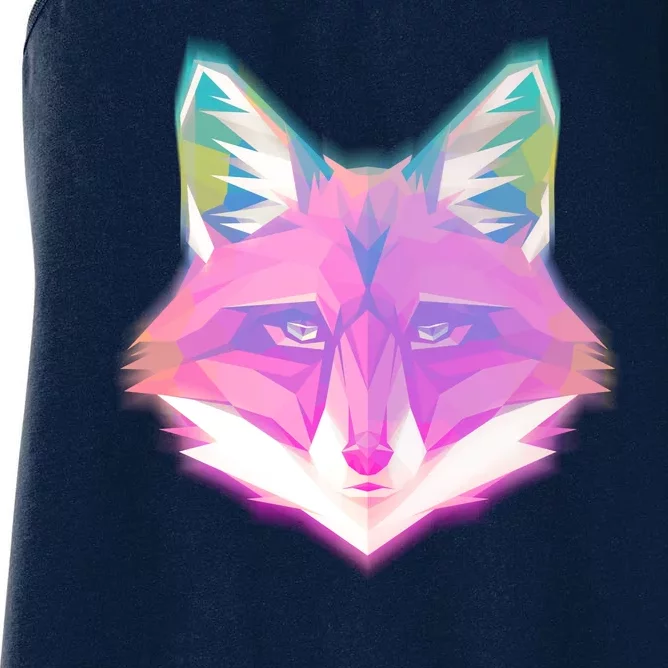 Retro Glowing Digital Polygon Fox Women's Racerback Tank