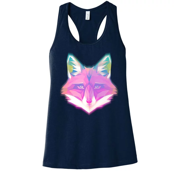 Retro Glowing Digital Polygon Fox Women's Racerback Tank