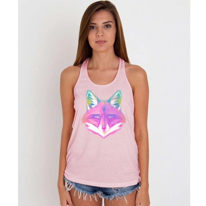 Retro Glowing Digital Polygon Fox Women's Knotted Racerback Tank