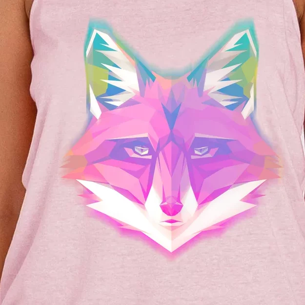 Retro Glowing Digital Polygon Fox Women's Knotted Racerback Tank