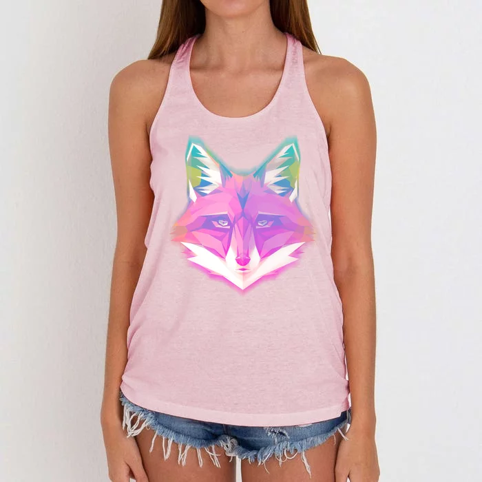 Retro Glowing Digital Polygon Fox Women's Knotted Racerback Tank