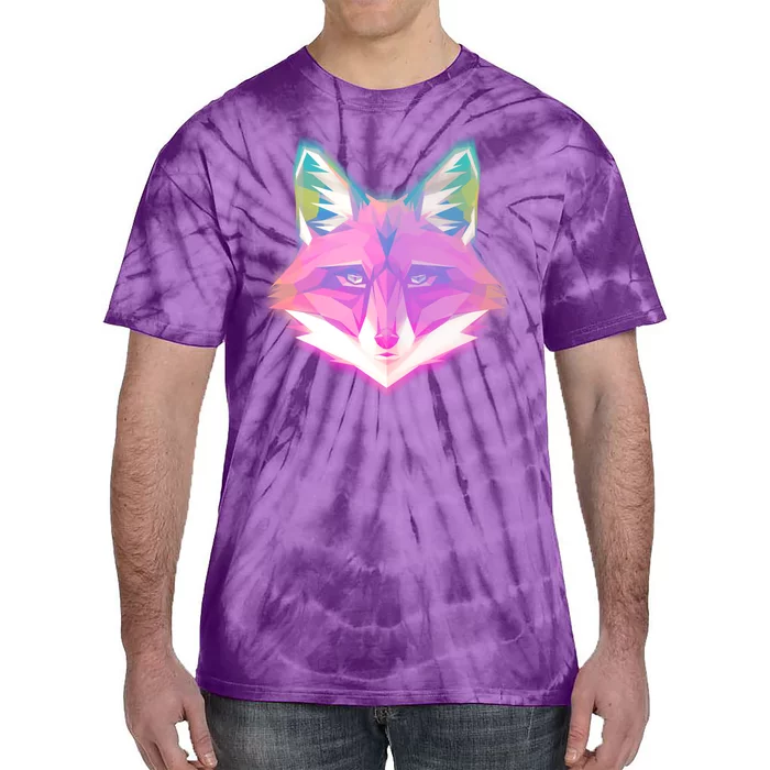 Retro Glowing Digital Polygon Fox Tie-Dye T-Shirt