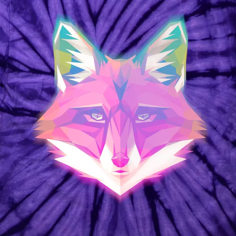 Retro Glowing Digital Polygon Fox Tie-Dye T-Shirt