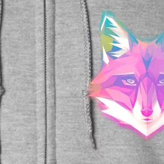 Retro Glowing Digital Polygon Fox Full Zip Hoodie