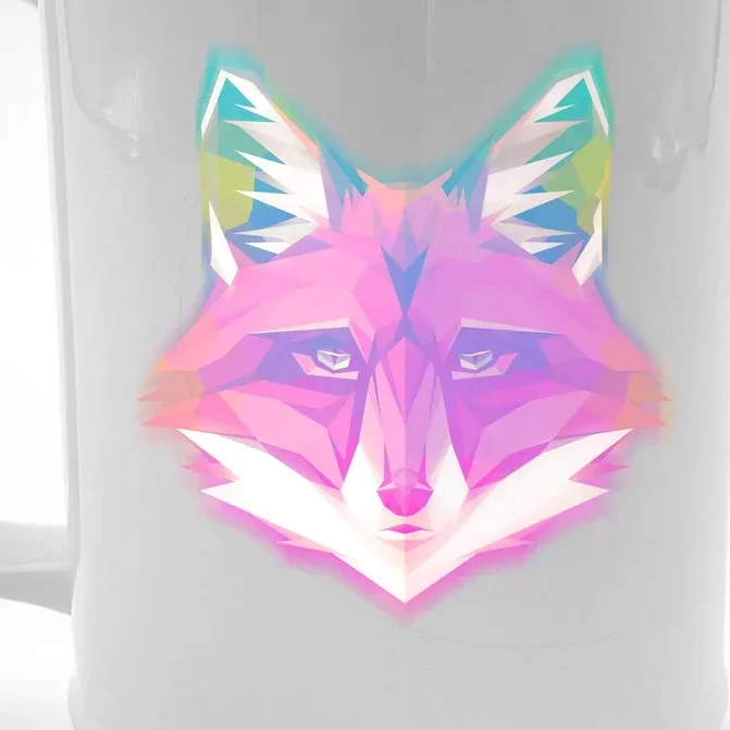 Retro Glowing Digital Polygon Fox Front & Back Beer Stein