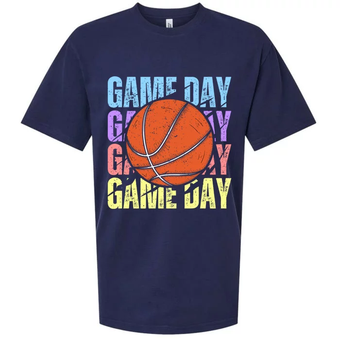 Retro Game Day Basketball Lovers Vintage Mom Mother's Day Meaningful Gift Sueded Cloud Jersey T-Shirt