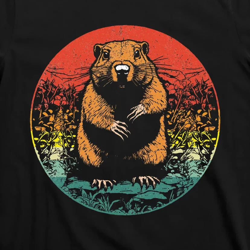 Retro Groundhog Day Cute Woodchuck Groundhog T-Shirt