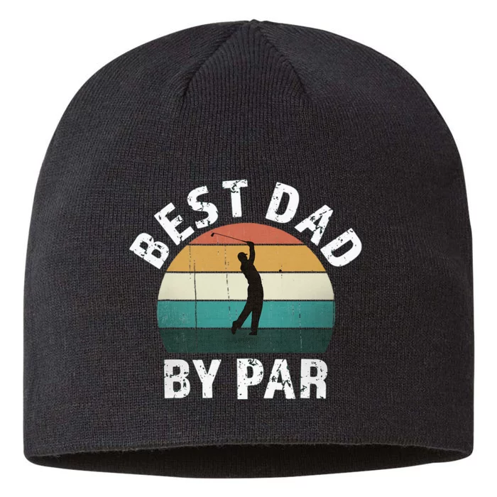 Retro Golfer Dad Fun Vintage Sunset Father Playing Golf Pun 8 1/2in Sustainable Knit Beanie