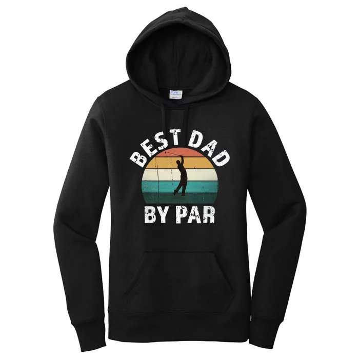 Retro Golfer Dad Fun Vintage Sunset Father Playing Golf Pun Women's Pullover Hoodie