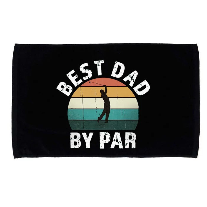 Retro Golfer Dad Fun Vintage Sunset Father Playing Golf Pun Microfiber Hand Towel