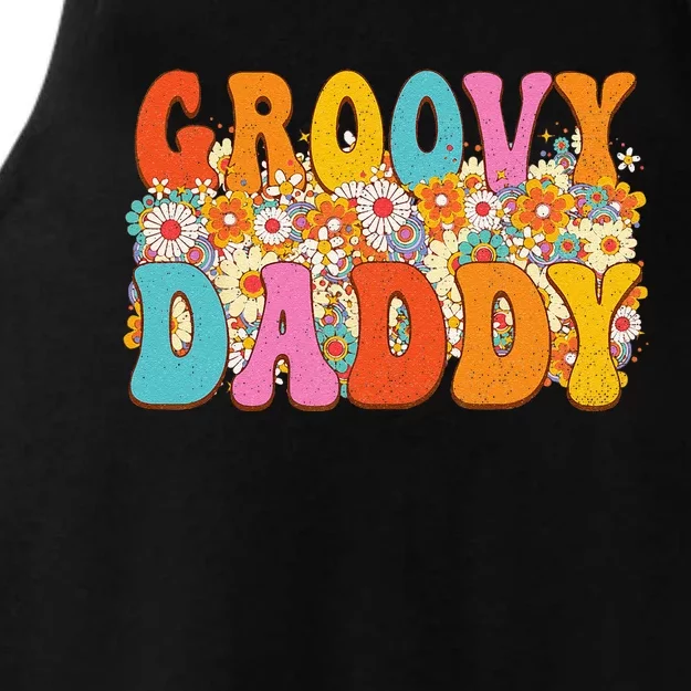 Retro Groovy Daddy Matching Family 1st Birthday Party Ladies Tri-Blend Wicking Tank