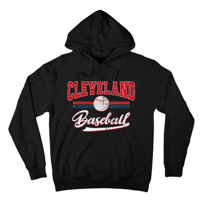 Retro Game Day Vintage Cleveland Baseball Tall Hoodie