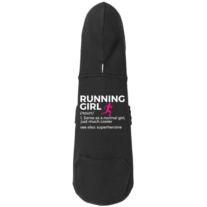 Running Girl Definition Funny Runner Doggie 3-End Fleece Hoodie