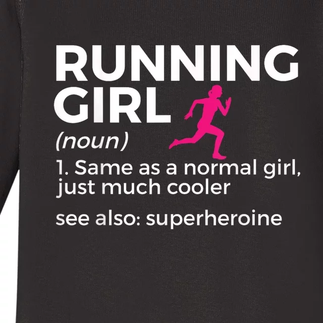 Running Girl Definition Funny Runner Baby Long Sleeve Bodysuit