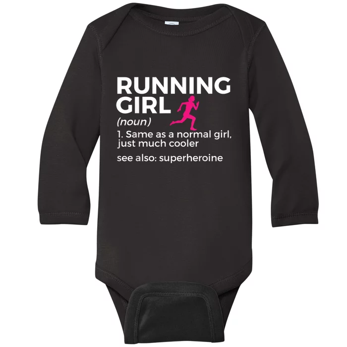 Running Girl Definition Funny Runner Baby Long Sleeve Bodysuit