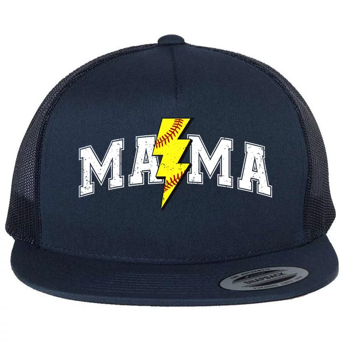 Retro Game Day Softball Mama Mom Sport Lover Flat Bill Trucker Hat