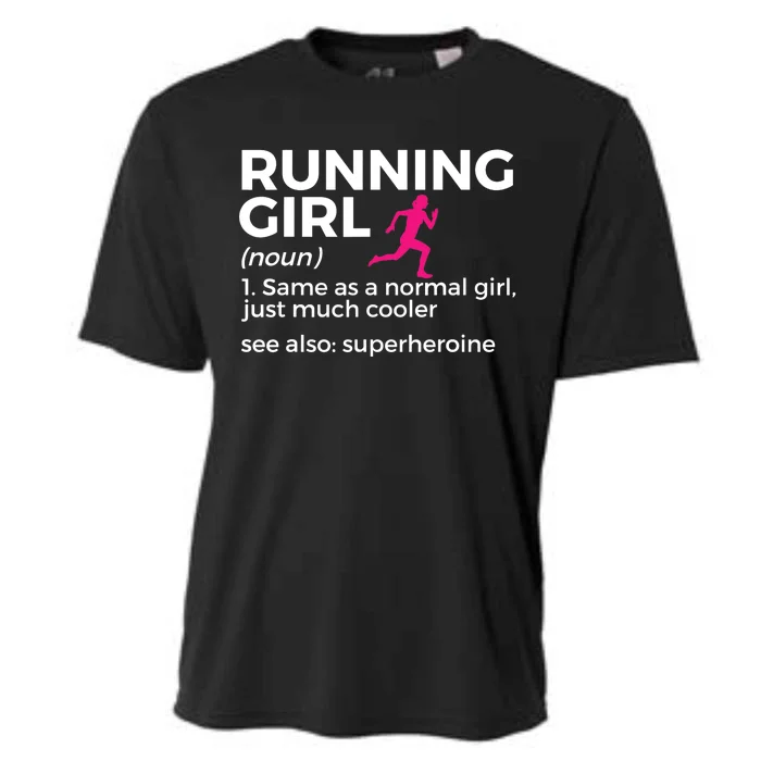 Running Girl Definition Funny Runner Cooling Performance Crew T-Shirt