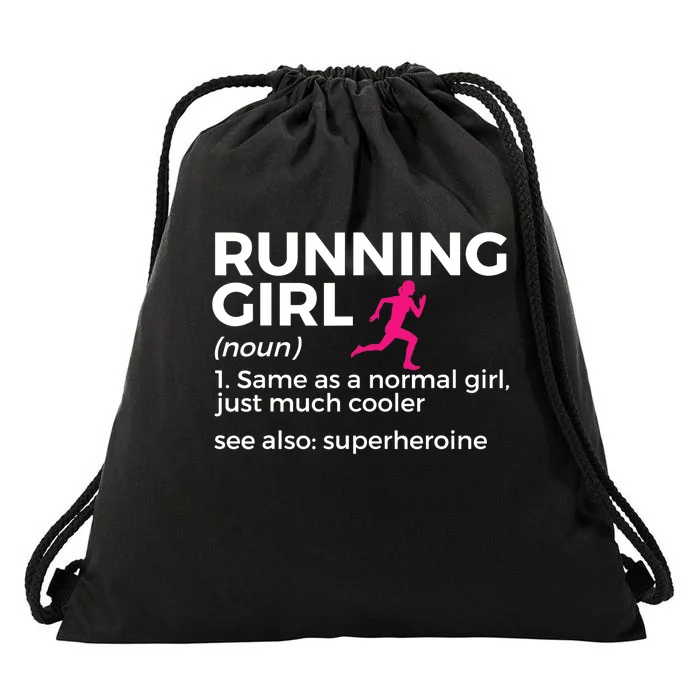 Running Girl Definition Funny Runner Drawstring Bag