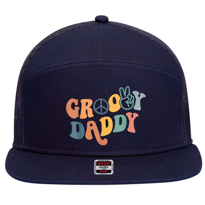 Retro Groovy Daddy Gifts For Dad Fathers Day Men 7 Panel Mesh Trucker Snapback Hat