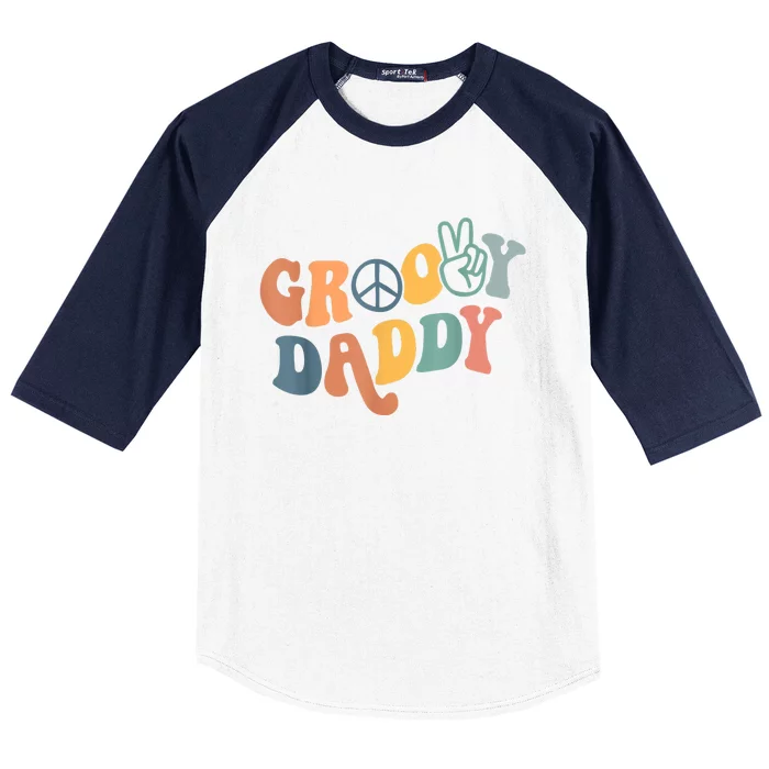 Retro Groovy Daddy Gifts For Dad Fathers Day Men Baseball Sleeve Shirt