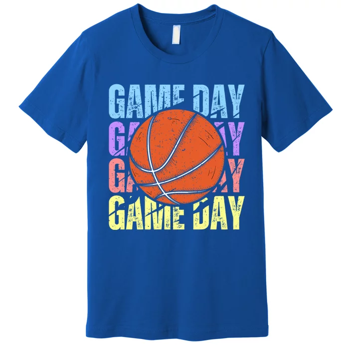 Retro Game Day Basketball Lovers Vintage Mom Mother's Day Meaningful Gift Premium T-Shirt