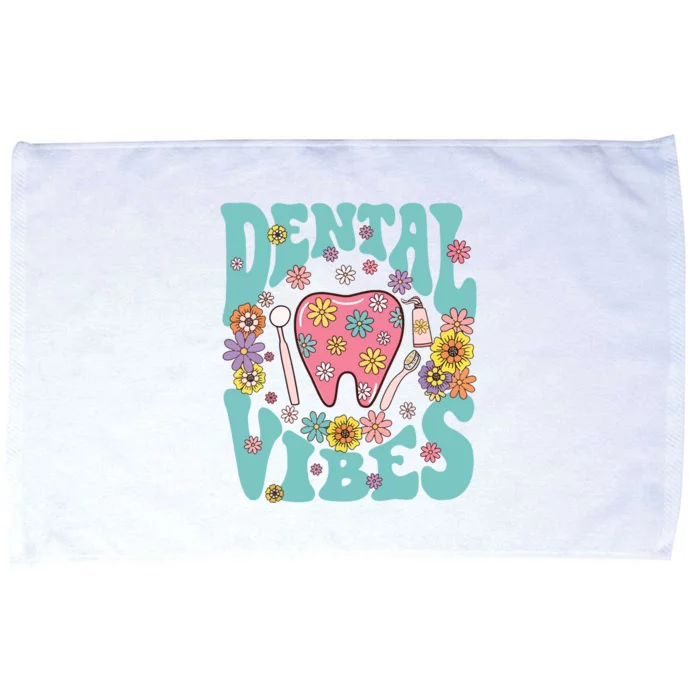 Retro Groovy Dental Vibes Funny Dentist Hygienist Microfiber Hand Towel