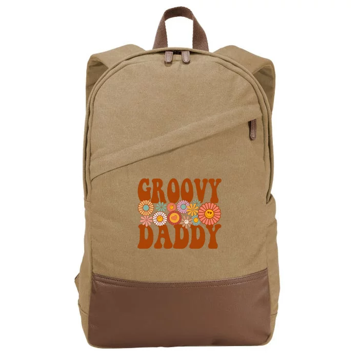 Retro Groovy Daddy Matching Family 1st Birthday Party Cotton Canvas Backpack