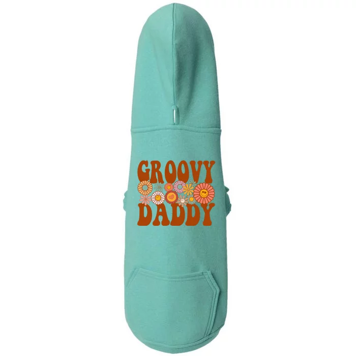 Retro Groovy Daddy Matching Family 1st Birthday Party Doggie 3-End Fleece Hoodie