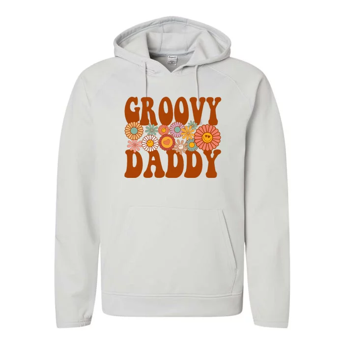 Retro Groovy Daddy Matching Family 1st Birthday Party Performance Fleece Hoodie