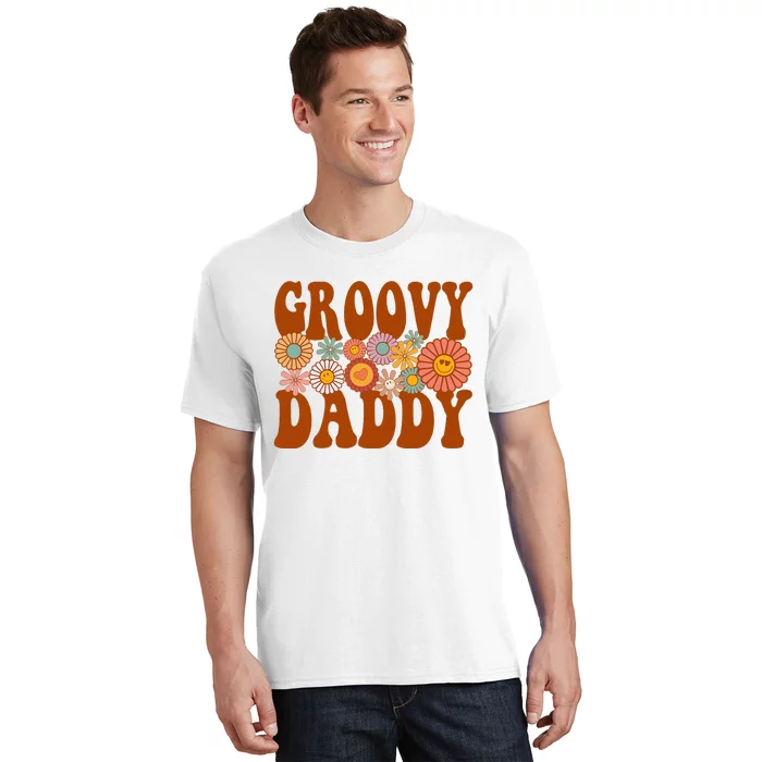 Retro Groovy Daddy Matching Family 1st Birthday Party T-Shirt