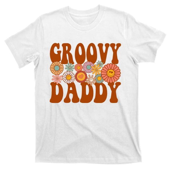 Retro Groovy Daddy Matching Family 1st Birthday Party T-Shirt