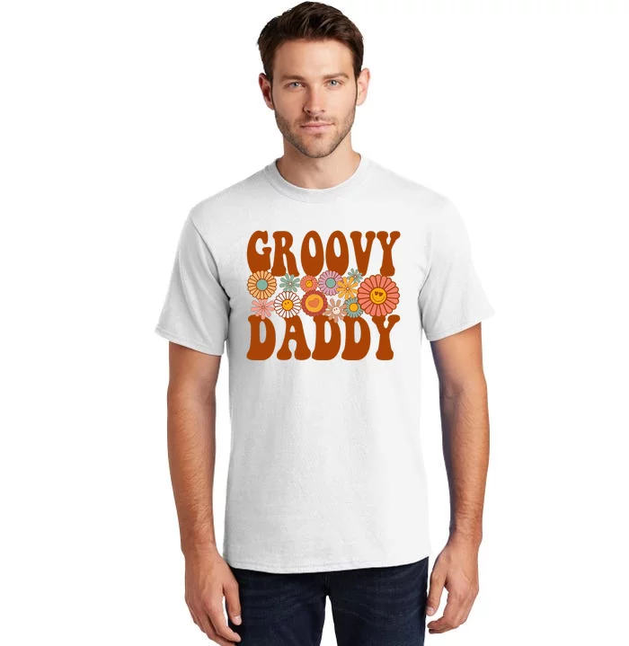 Retro Groovy Daddy Matching Family 1st Birthday Party Tall T-Shirt